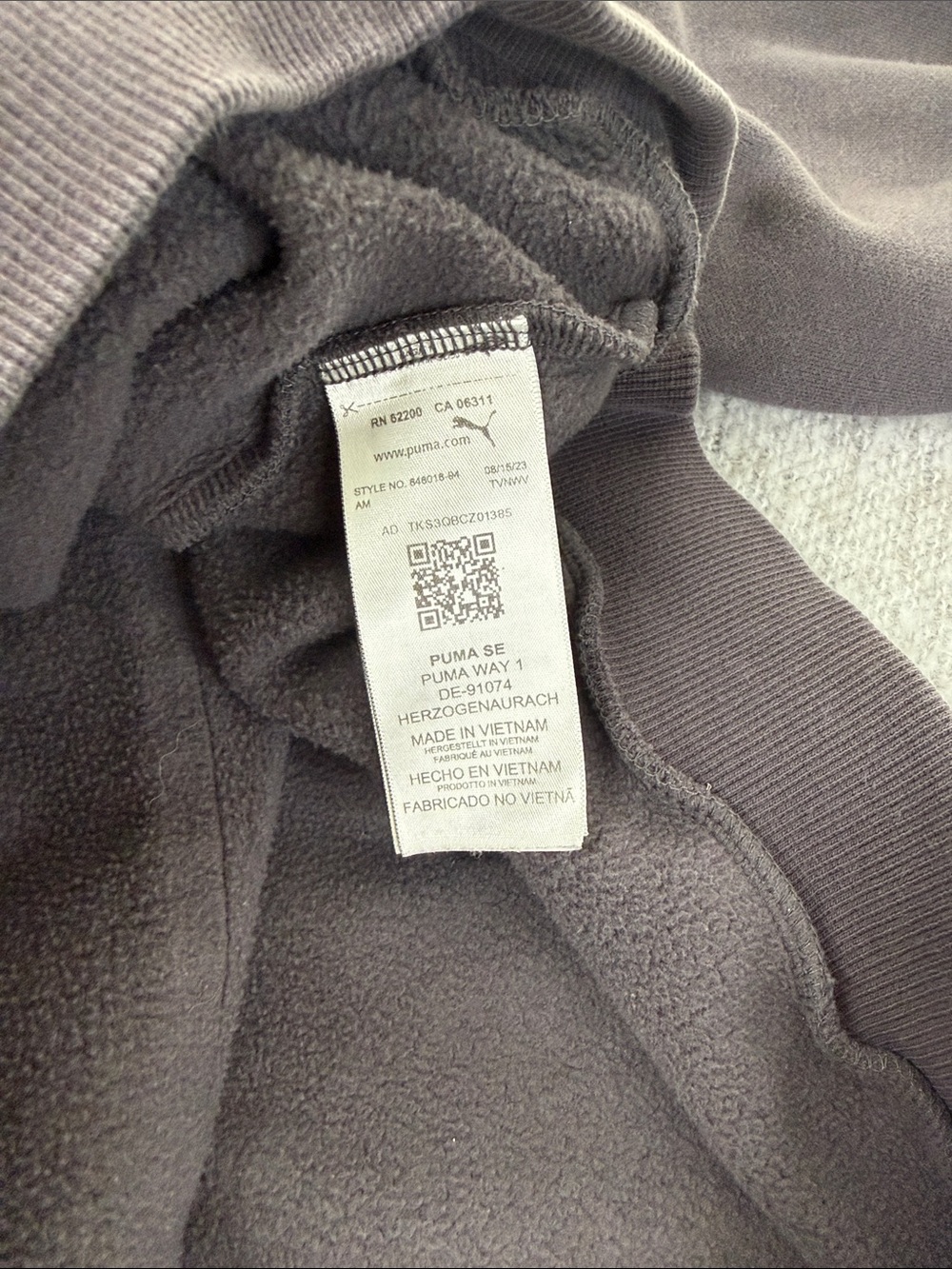 Puma Men's Charcoal Crewneck Hoodie with Yellow Logo Size M - Picture 5 of 9